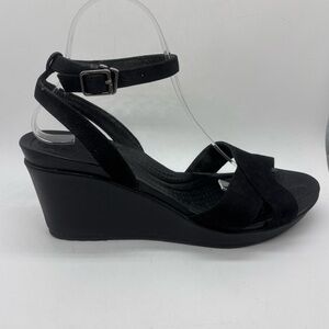 Womens Crocs Leigh II Black Casual Strappy Comfort Wedge Shoes Sandals Size 10